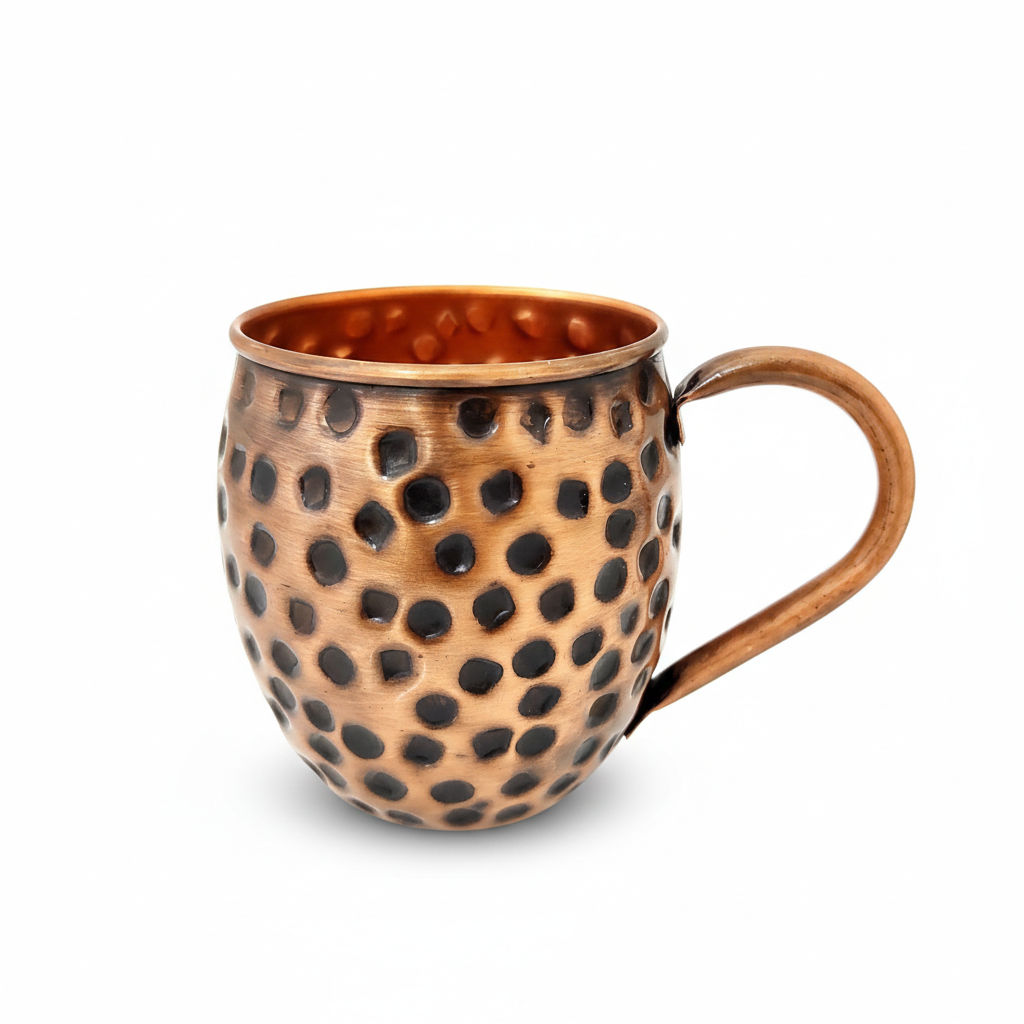 Pure copper round shaped black hammered design moscow mule beer mug cup, best for beer cocktail parties, barware, volume 1, 500 ML